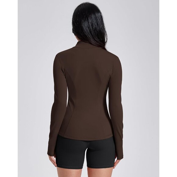 Women’s Lightweight Athletic Zip Jacket Slim Fit Running Gym Top with Pockets - Picture 4 of 6